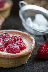Traditional homemade fresh raspberry tart