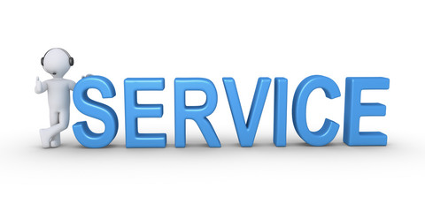 Operator with headset beside a SERVICE word