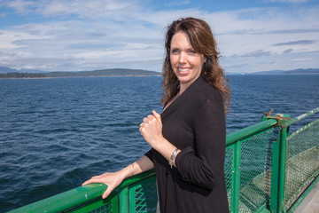 Fototapeta premium Woman on Washington Ferry Boat