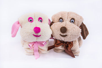 Homemade romantic theme towel cake gift as beautiful decoration.