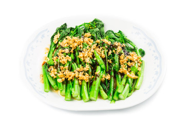 Blanched Chinese Choy Sum vegetable with garlic oil cuisine