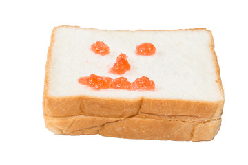 sweet strawberries jam on toast close up