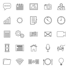 Application line icons on white background
