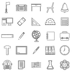 School line icons on white background