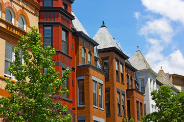 Colorful Dupont Circle row houses in Washington DC.