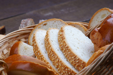 Sliced handmade bread in a basket