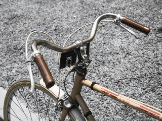 Fototapeta na wymiar Vintage bicycle outdoor, Hipster urban transportation