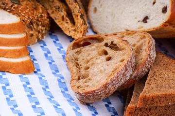 Sliced white and wholegrain bread