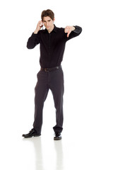 Obraz premium Model negative thumbs down