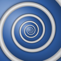 Digital rendered white spiral background on blue