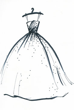 elegant dress and shoes .watercolor illustration