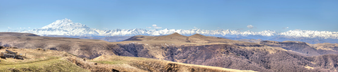 Fototapeta na wymiar Panorama of the Greater Caucasus Mountain Range