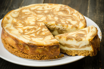 Homemade Coffee Marble Cheesecake on plate