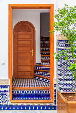 Stairwell in a courtyard in a Moroccan riad