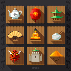 Chinese lantern flat icon vector
