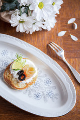 Delicious blintz with cream