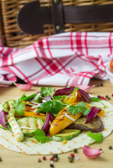 Tortilla and grilled vegetables