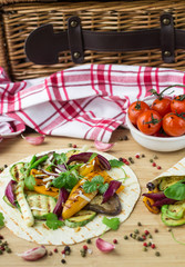 Tortilla and grilled vegetables