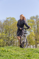 Fototapeta premium girl with bike