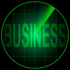 Radar screen with the word Business