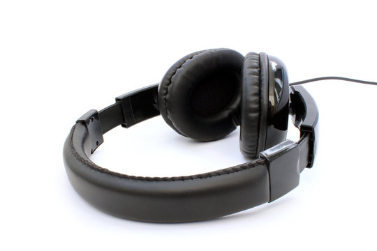 Black headphones horizontally