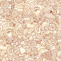 Doodles Sketch. Coffee And Tea Design Template Grunge Background