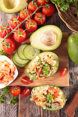 avocado salad and ingredients