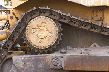 Fototapeta na wymiar Close up bulldozer in construction site