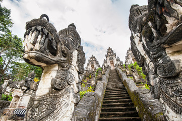 Hindu temple with dragon sculptures on Bali