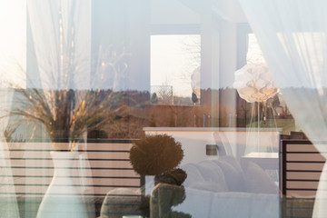 Lounge behind window