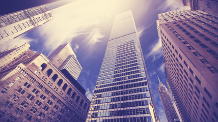 Fototapeta na wymiar Vintage toned photo of New York skyscrapers, USA.