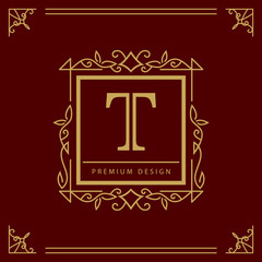 Monogram design elements, graceful template. Elegant line art