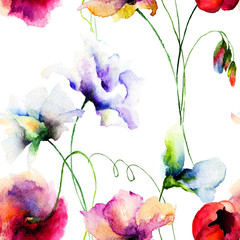 Seamless wallpaper with Stylized flower