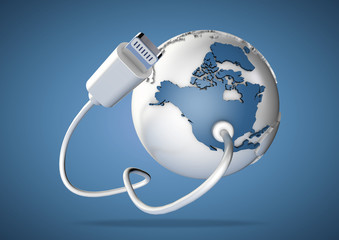 Computer cable connects data to North America