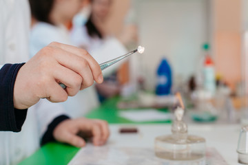 students at chemistry class