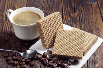 Coffee cup and wafers