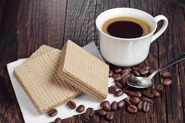 Coffee cup and wafers