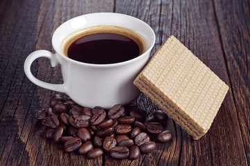 Coffee cup and wafers