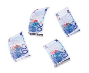 Obraz na płótnie Canvas Flying 20 banknotes of euros