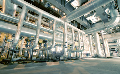 Industrial zone, Steel pipelines, valves and cables