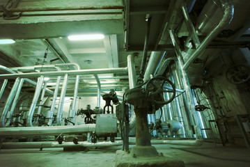 Industrial zone, Steel pipelines, valves and cables
