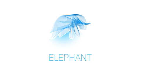 elephant waves colorful gradient light blend line icon logo
