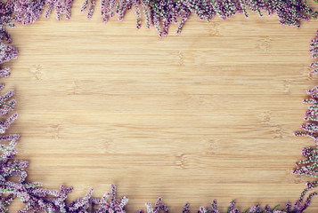 flowers on wooden background