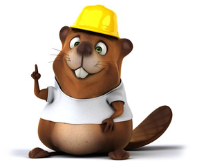 Naklejka premium Beaver with a white tshirt