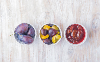 Preparation of plums on a plum jam.