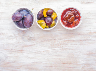 Preparation of plums on a plum jam.