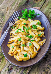 Fried mushrooms with fresh parsley