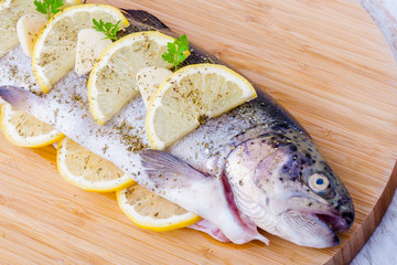 Raw marinated trout with lemon and herbs