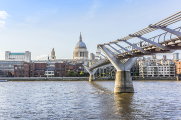 Fototapeta na wymiar Bridges and Embankment of the River Thames. London, UK. 