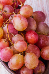 Pink grapes in bowl
